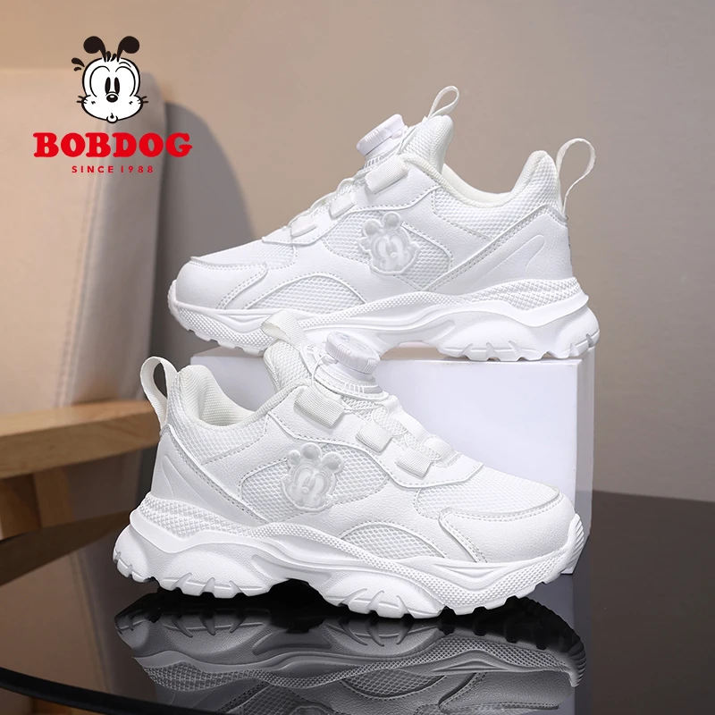 巴布豆儿童小白鞋夏季网面透气男童白色运动鞋中大童女童跑步鞋子