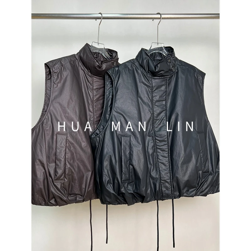 【花满林】两色站领拉链收下摆填充物白鹅绒羽绒马夹66802