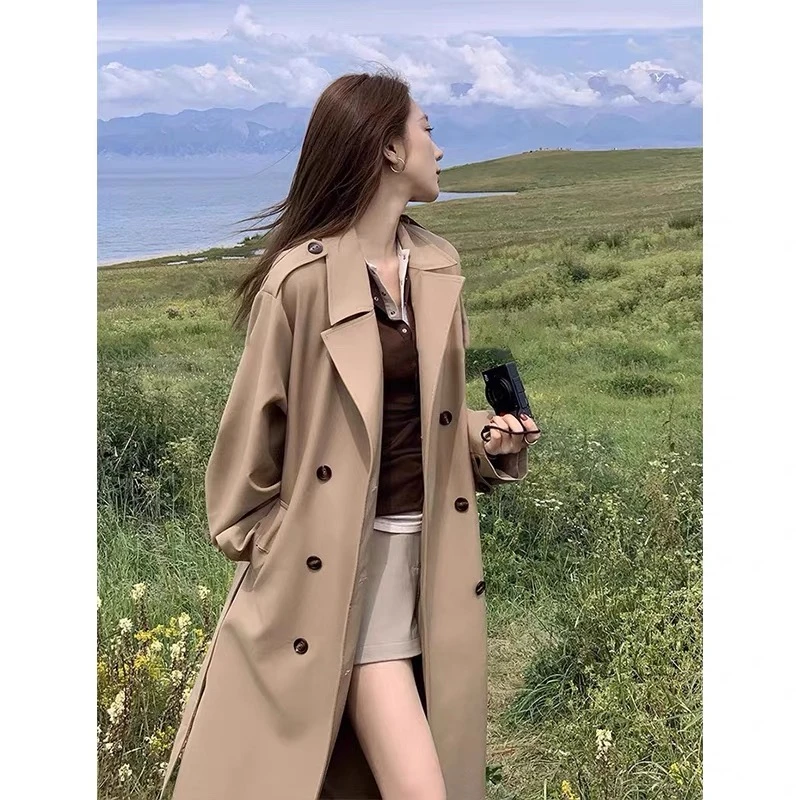 风衣外套女韩版2025春秋新款今年流行卡其色小个子中长款高级感