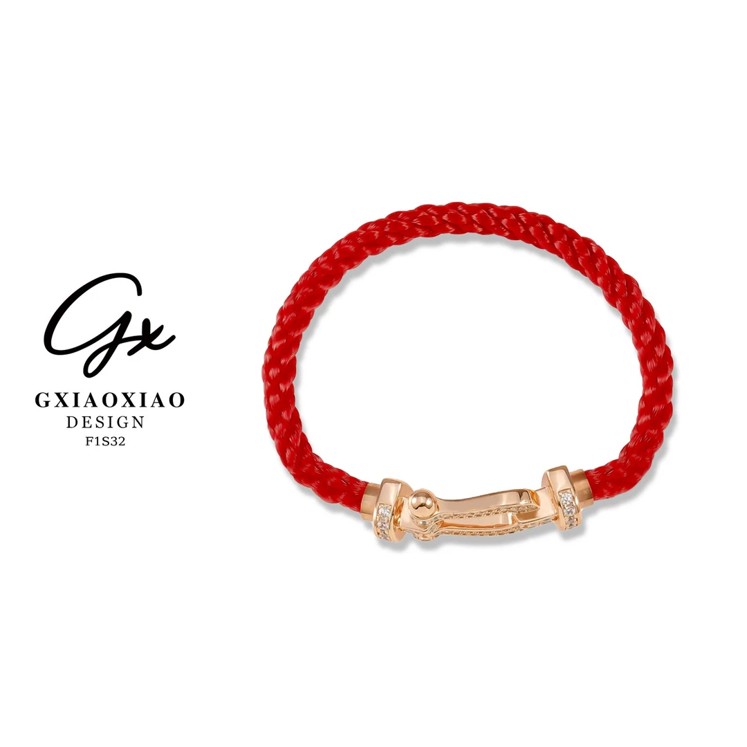 镀K金 气质轻奢高级感U形编织红绳手链 F1S32