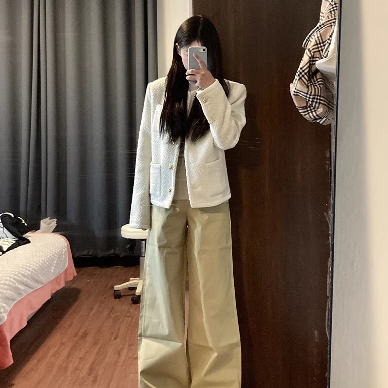 白色小香风外套女2025秋季新款气质名媛韩系高级感韩版粗花呢上衣