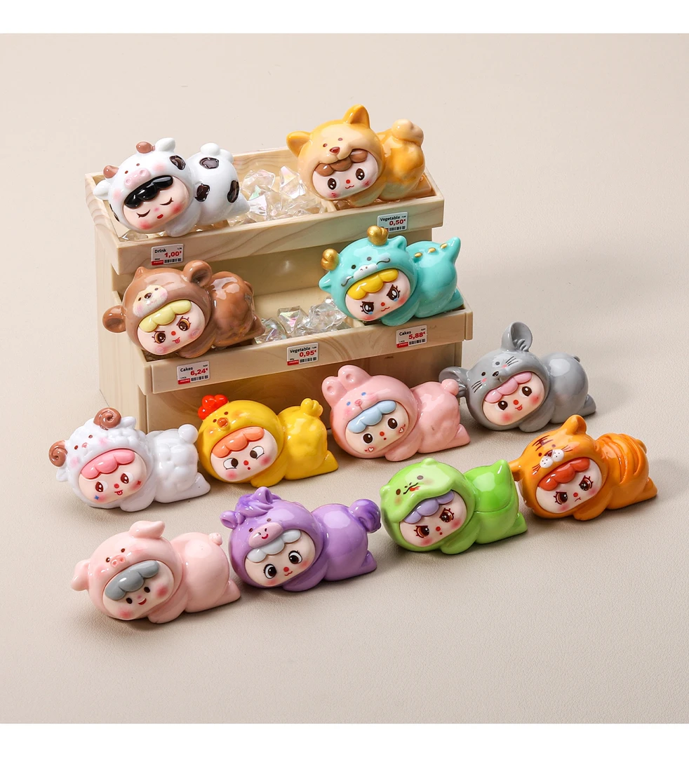 娃三岁【十二生肖趴趴崽】（对对碰许愿+天选九宫格）树脂diy立体摆件