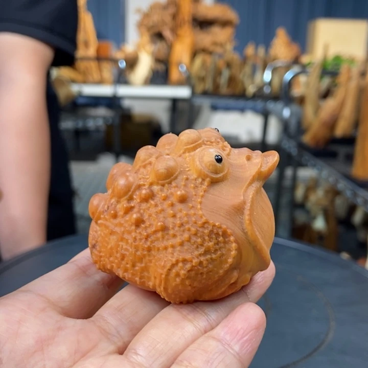 柏木（崖柏）手把件金蟾