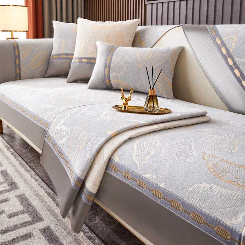 真皮轻奢沙发垫子2025新款高级感四季通用雪尼尔防滑坐垫套罩盖巾