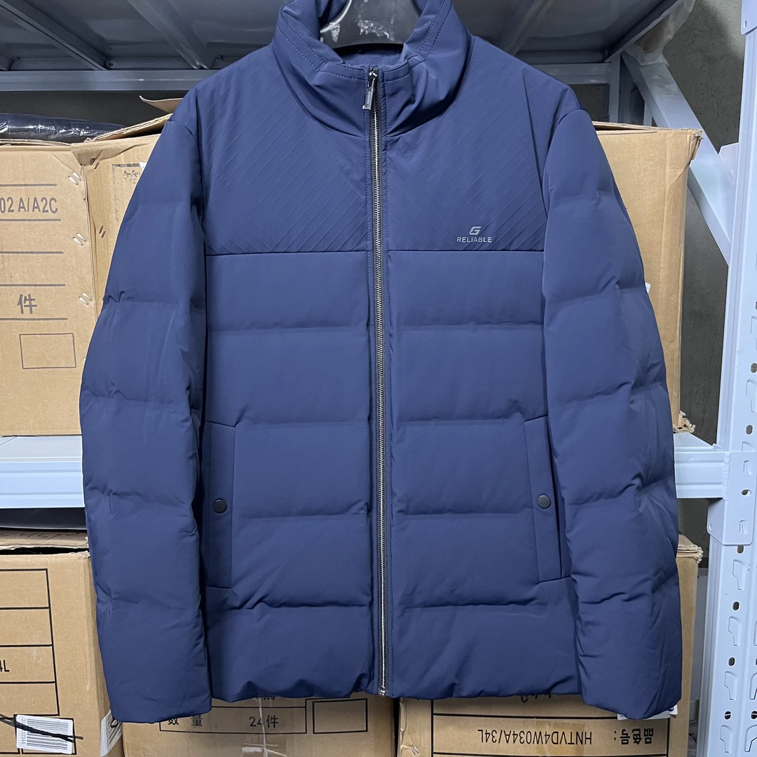 8818撤柜H剪标藏青色立领拉链羽绒服冬季男士外套短款鸭绒