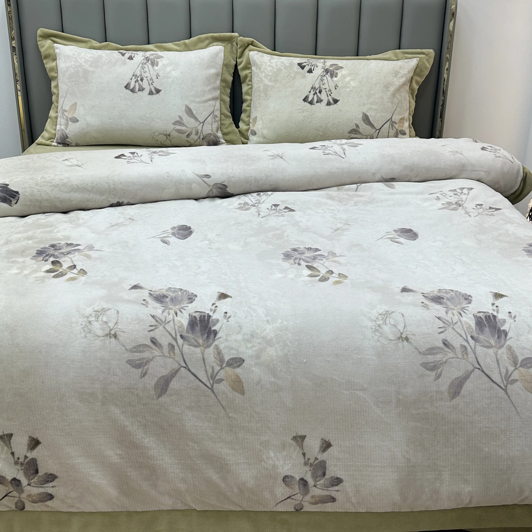 【空明翠微】四件套&绣花加厚牛奶绒双面抗静电床品套件