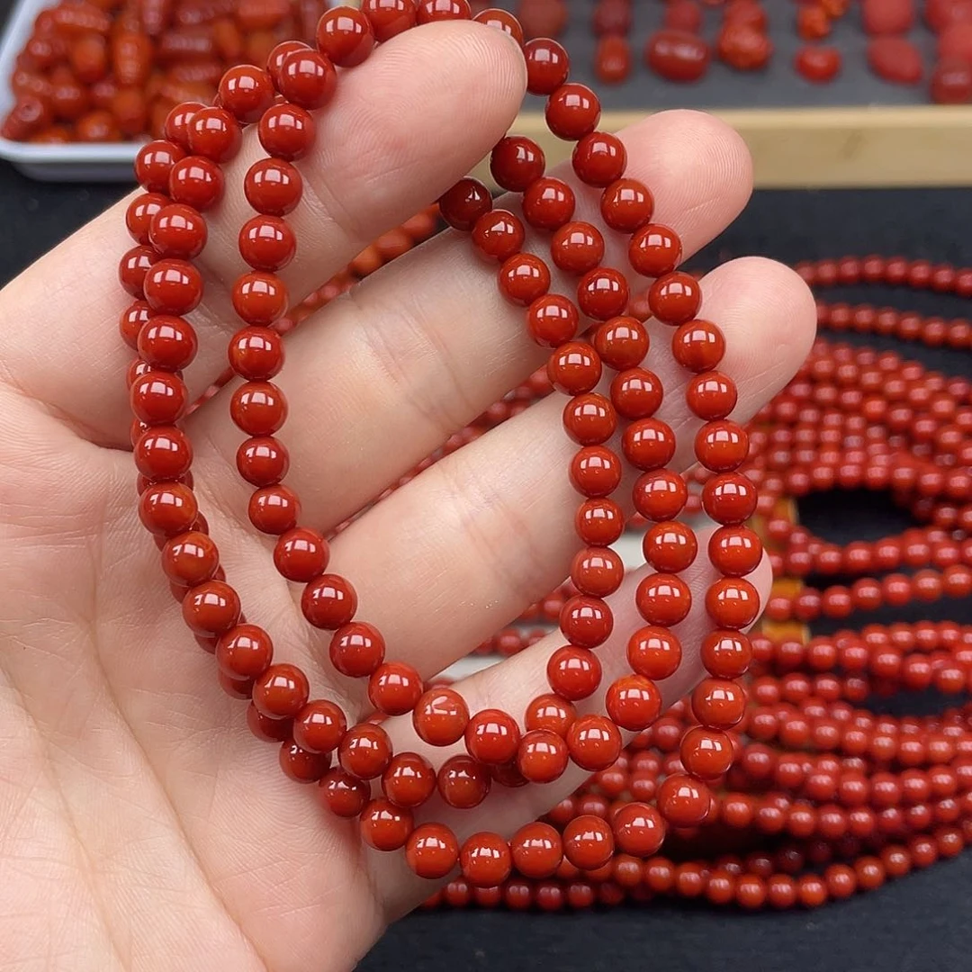 未镶嵌1号瓦西牛血红卡6长链南红玛瑙