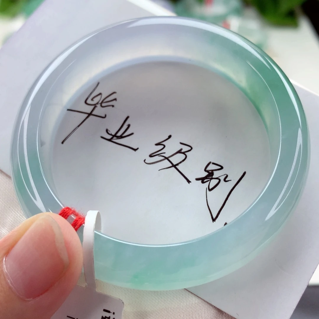 未镶嵌手镯翡翠冰透春彩飘绿 起光 小手毕业 喵喵