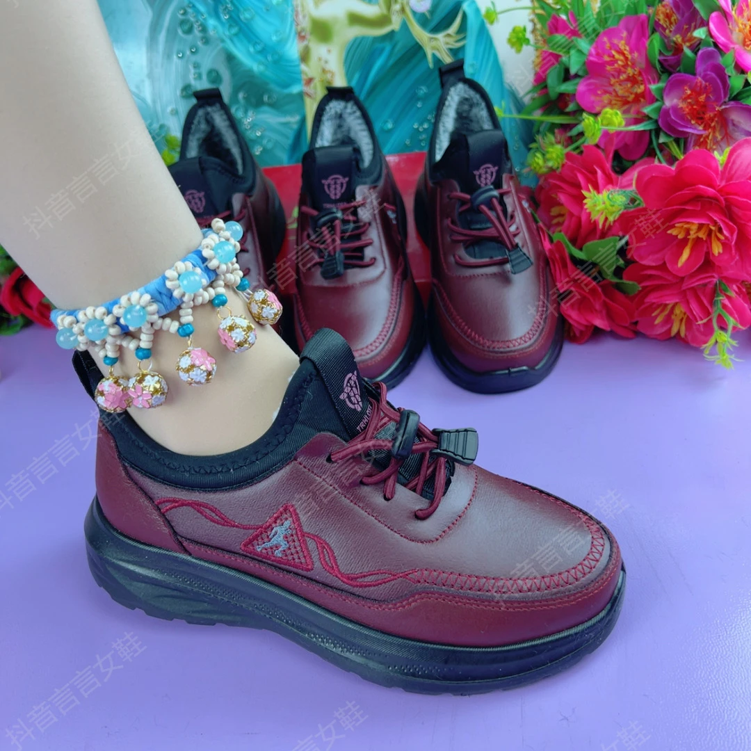 新款老北京加绒保暖舒适软底一脚蹬休闲中老年妈妈棉鞋925-58