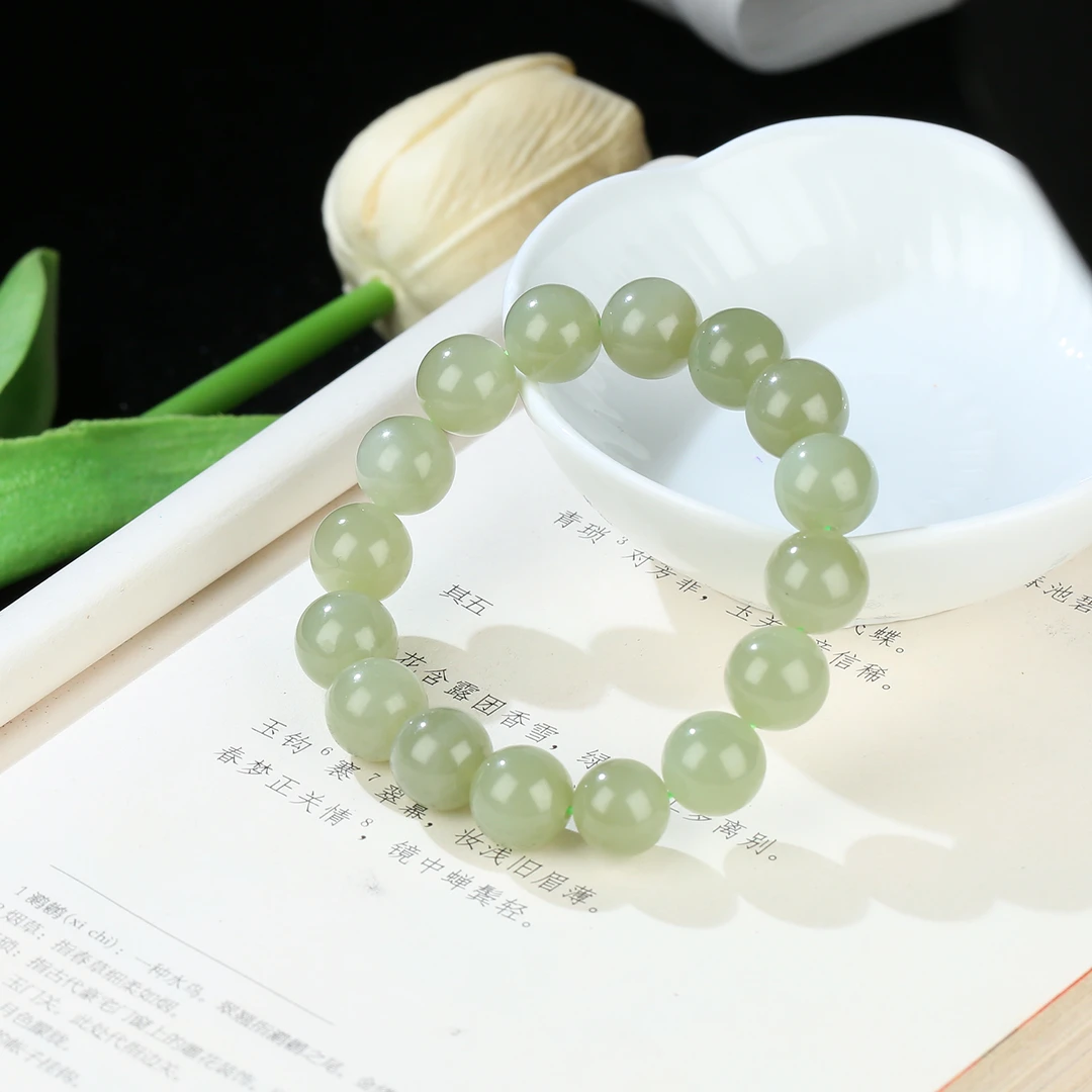 【麦子家族秋季特惠】天然和田玉手串11-12圆珠百搭女SC541