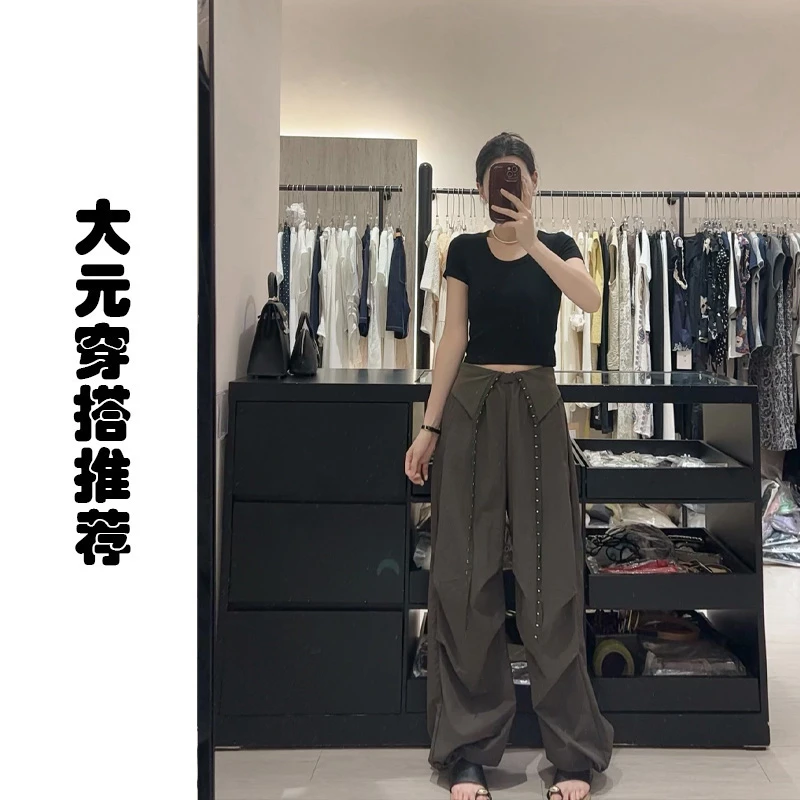 【大元穿搭推荐】简约时尚阔腿裤设计感小众松弛感显瘦通勤风休闲裤