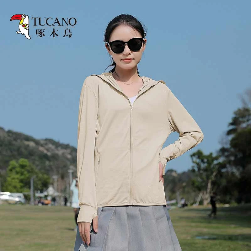 啄木鳥女士夏季防晒衣薄款连帽户外运动防紫外线遮阳显瘦透气外套