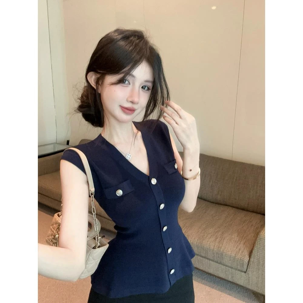 小香风针织马甲背心女外穿夏季高级感v领无袖上衣独特绝美巨好看