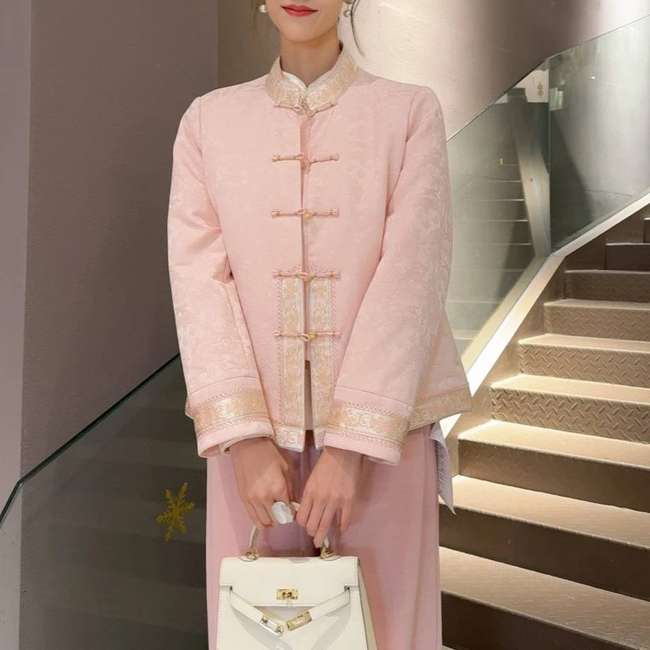 ELFBOX新中式国风盘扣棉服外套女秋冬新款复古洋气棉衣3426