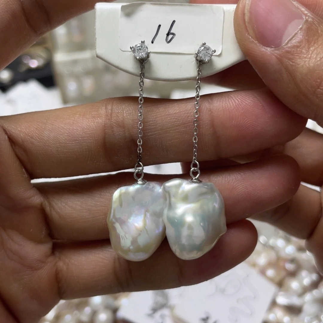 淡水珍珠耳饰银S925镶嵌妮**6