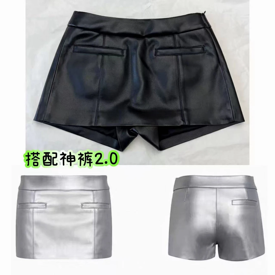 （天选搭档）面里同料超显瘦四季半皮裙裤～