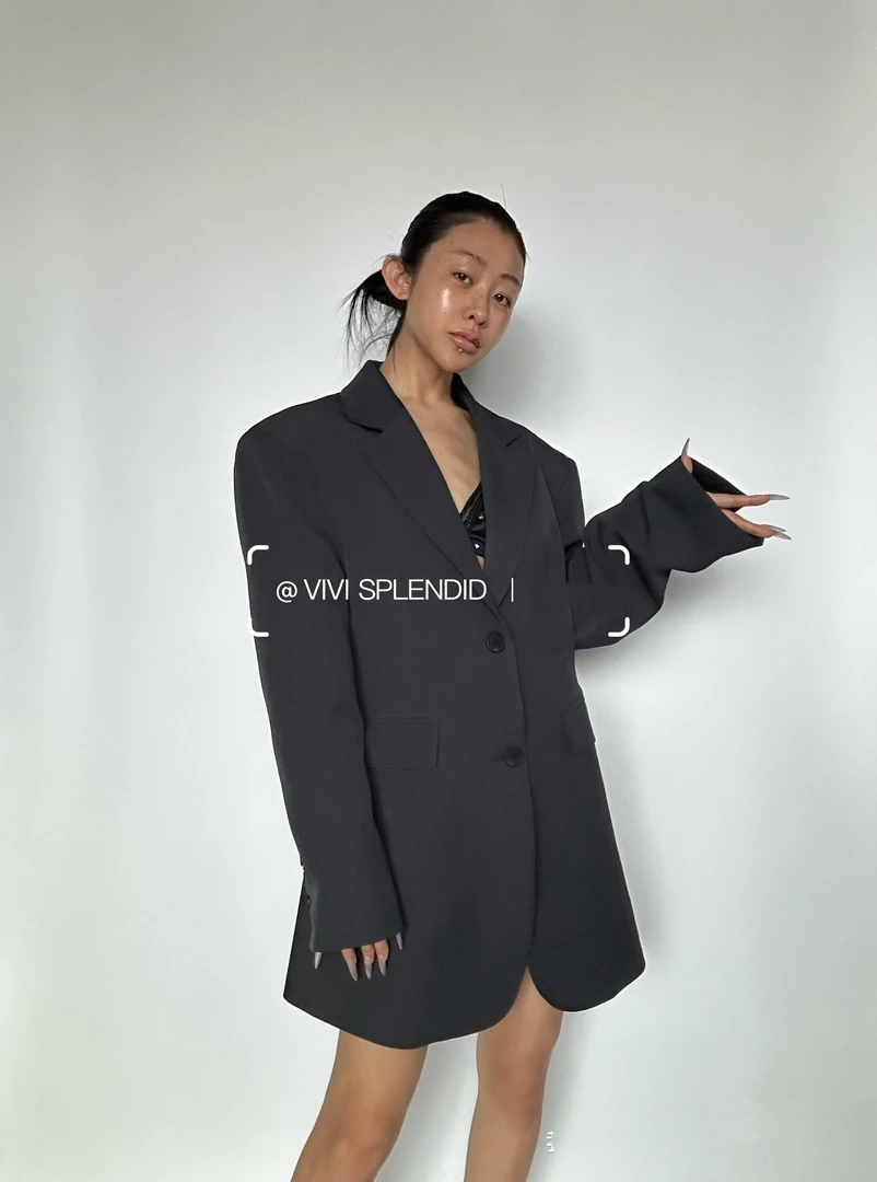 VIVISPLENDID19829#（定制福利款NO退NO换）MIU系小香风收腰长西装