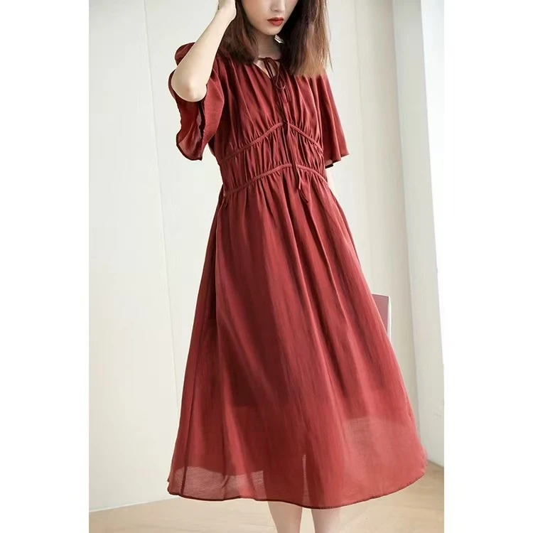 【JX081两色气质裙】M多多专属2025时尚百搭洋气夏季中长款连衣裙