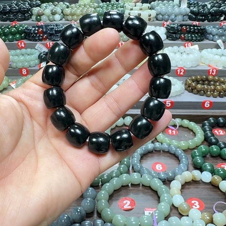 未镶嵌手链和田玉新疆黑青直切卡14