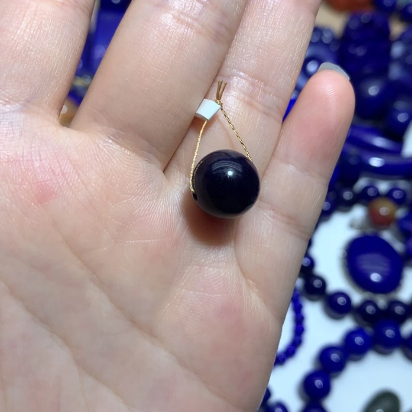 【闪购商品】青金石未镶嵌11.5m单珠挂件无金白