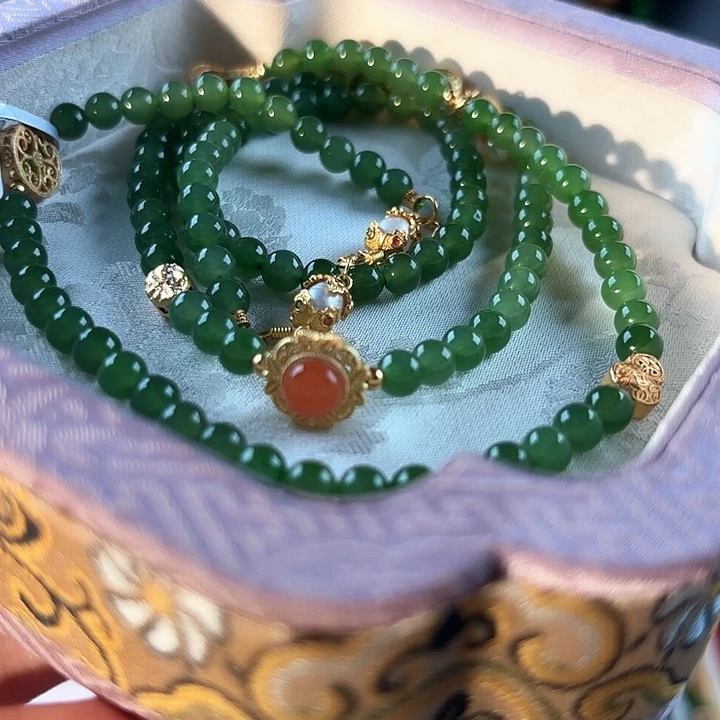 和田玉银S925镶嵌项链