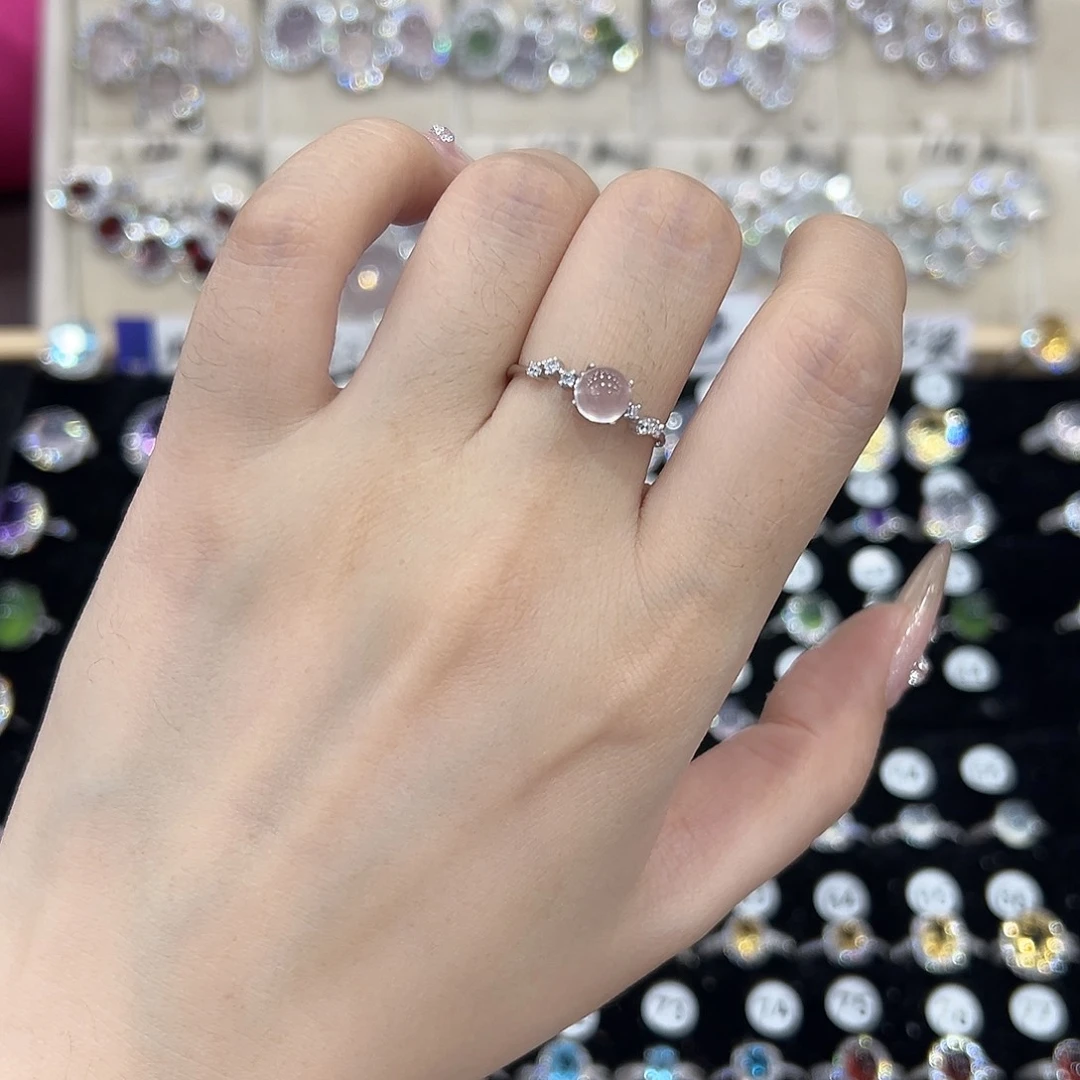 放***己戒指芙蓉石银S925镶嵌