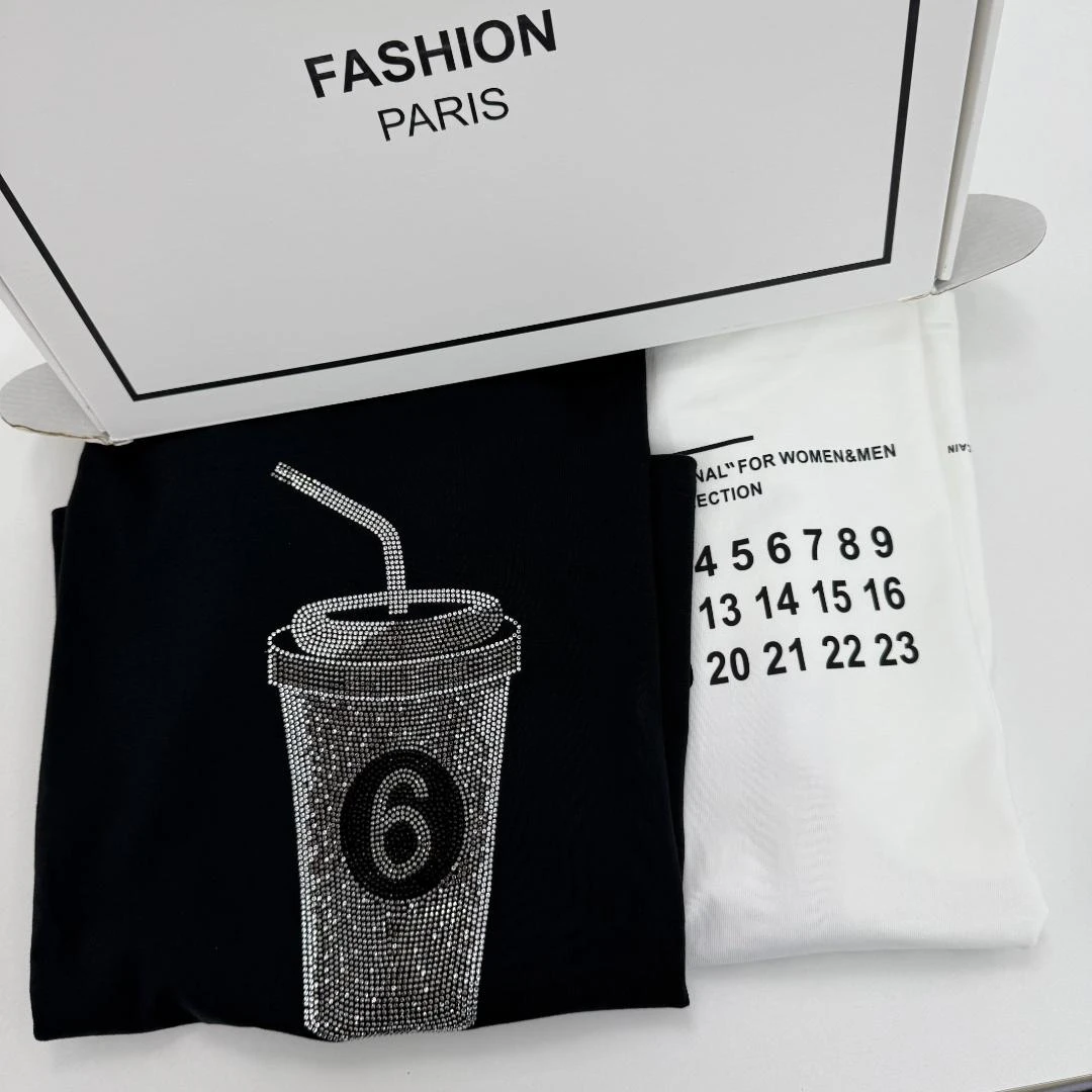 【11号链接-圈6杯】烫钻款潮流简约休闲ins风设计师百搭T恤