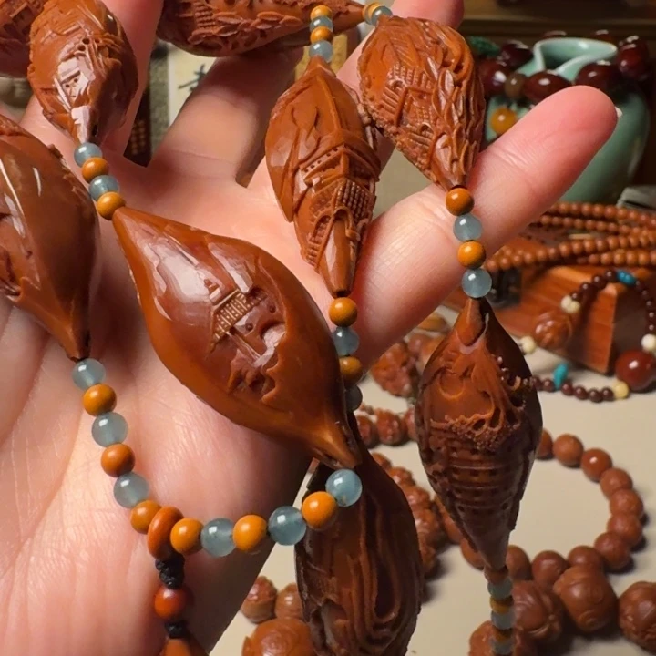 橄榄核手串/手链手工风景脖挂