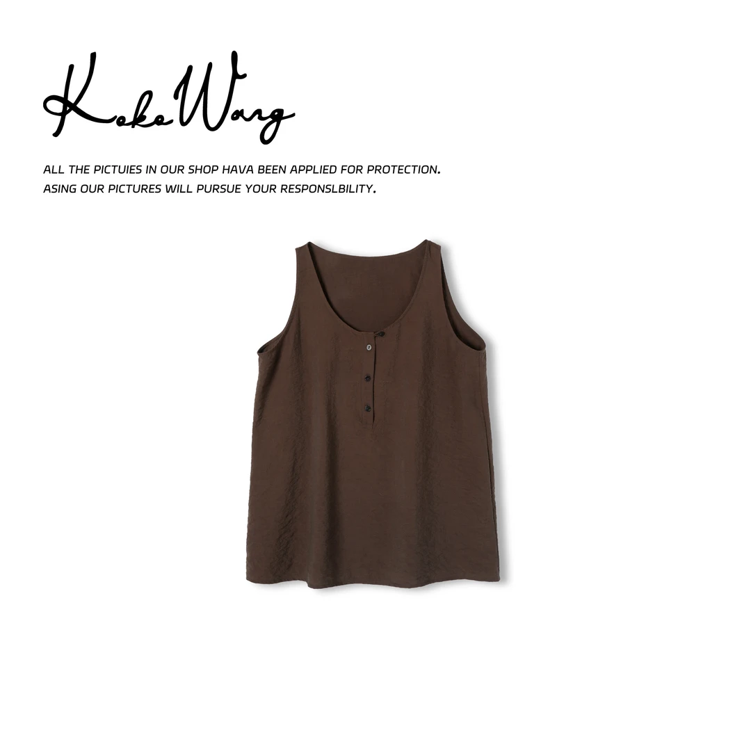 KOKO WANG夏季极简桑蚕丝混纺通勤显瘦百搭无袖背心502445E04T46