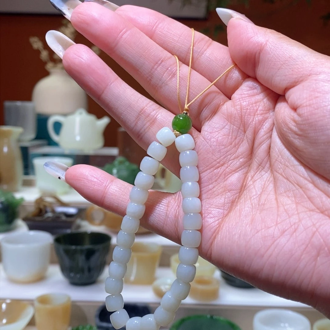 未镶嵌和田玉挂件福利微瑕且末白玉串