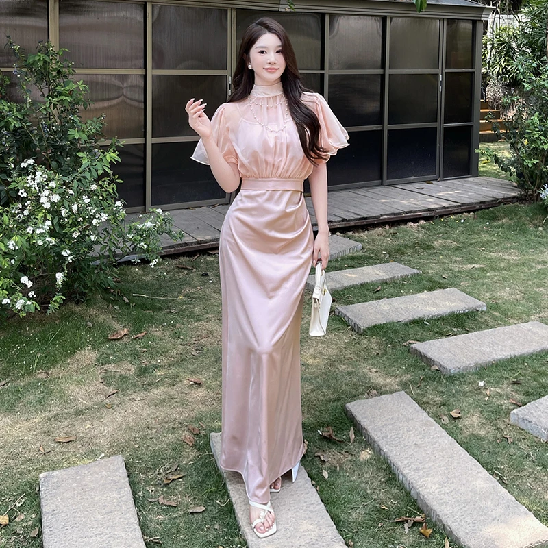 飞飞袖气质连衣裙套装2025新款夏少女感时尚气质吊带裙两件套