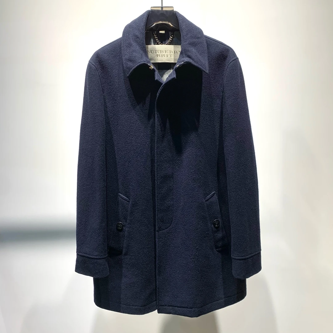 未使用 BURBERRY/博柏利 经典深色羊毛大衣/M码/Y4474