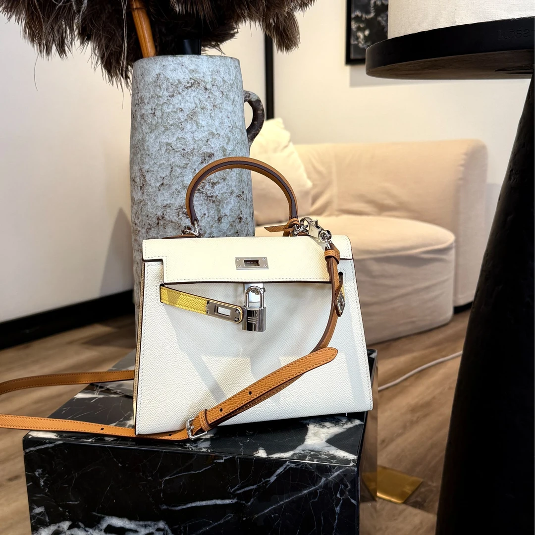 KOKOWANG新款高级感拼色手掌纹牛皮时尚斜挎手提包480125B15S01