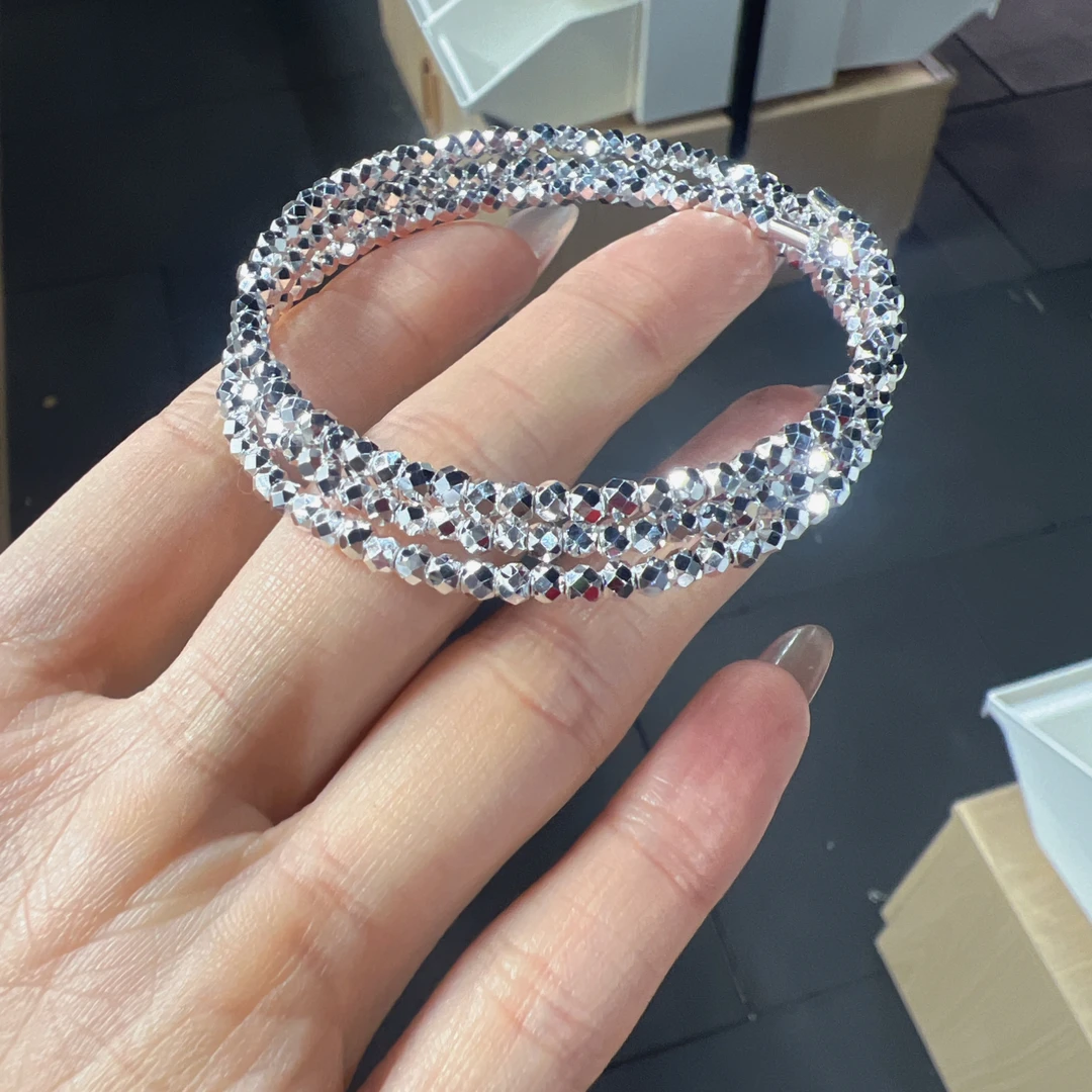 足银银制品 999足银三圈爆闪手镯/2651