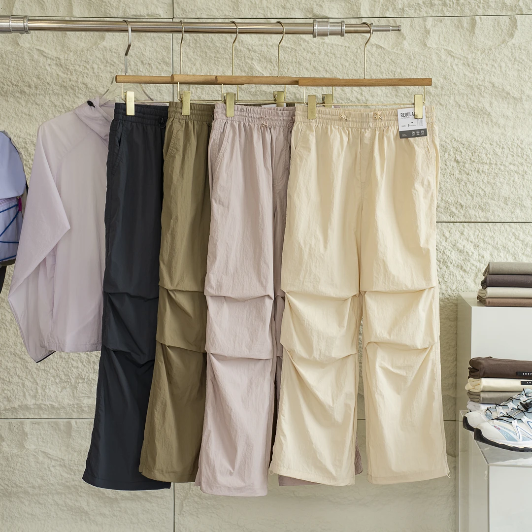 超轻！超薄！夏季机能风宽松松紧腰可束脚降落伞裤收口直筒两穿裤