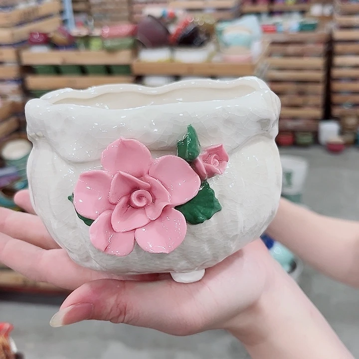 有孔.凑单10元陶瓷花盆发货！