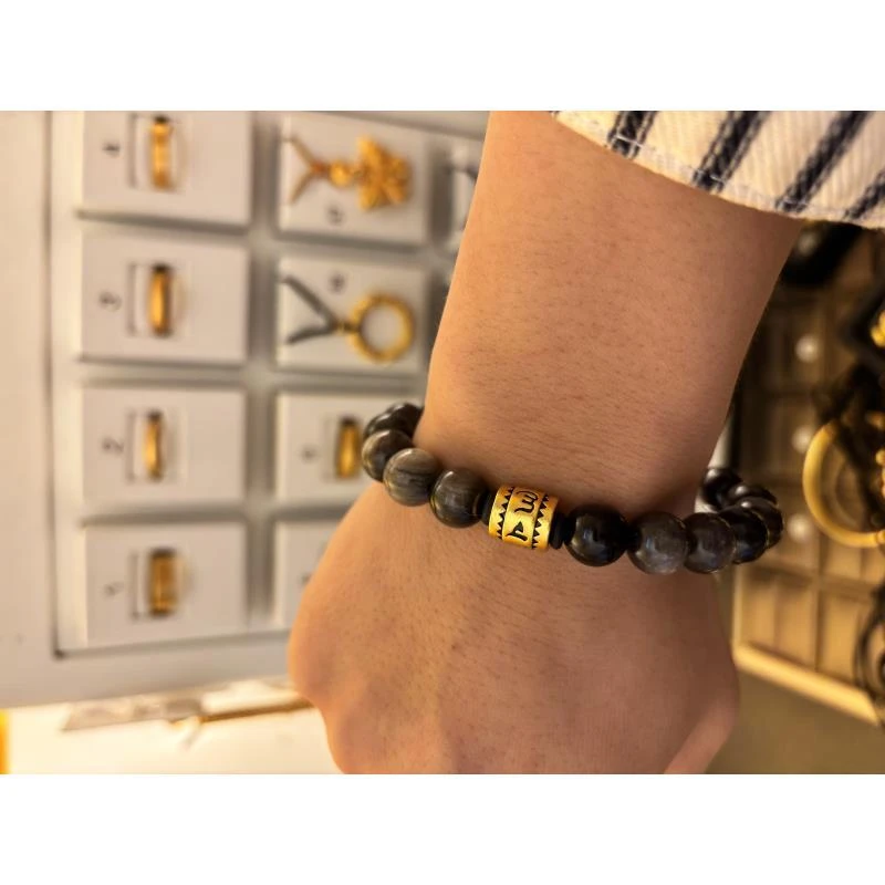 合金手链  合金手链 金之秀珠宝  【仿曜石转运珠】仿黑金百搭时尚