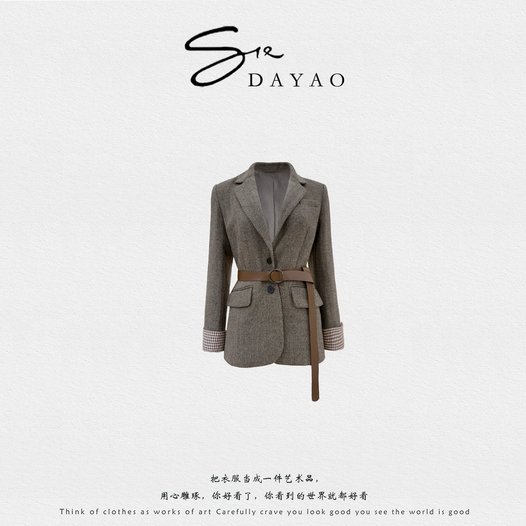 「DAYAO」25s西装口袋轻奢上衣翻领毛织秋冬长袖时尚WYA258234