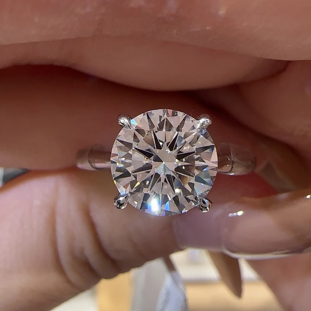 实验室培育钻石铂Pt950镶嵌经典四爪2卡11-17