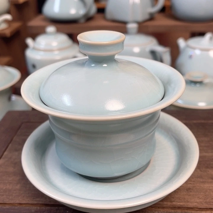 汝州原矿原釉微瑕盖碗