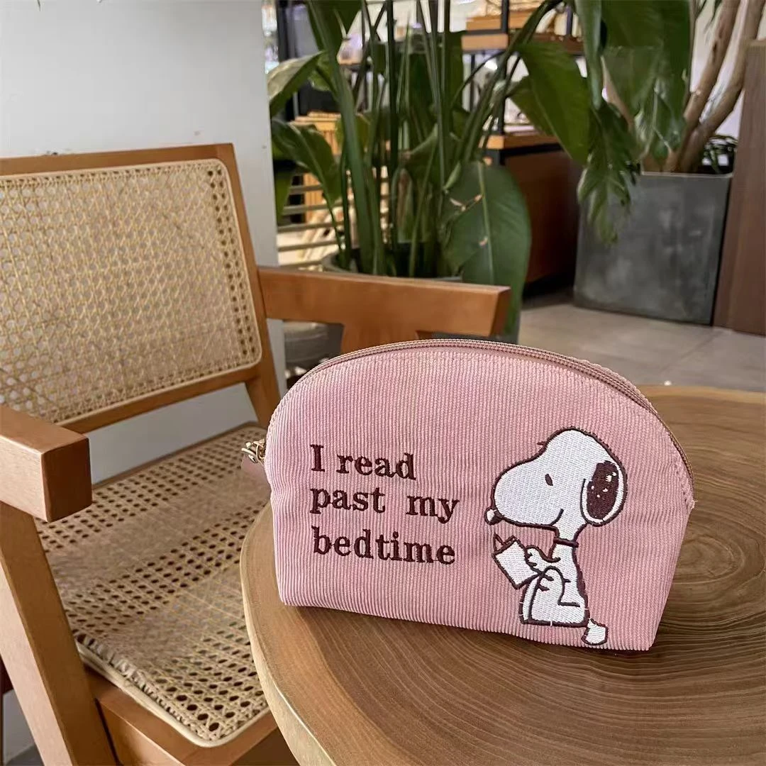 Z459 史怒比灯芯绒刺绣化妆包(粉色)