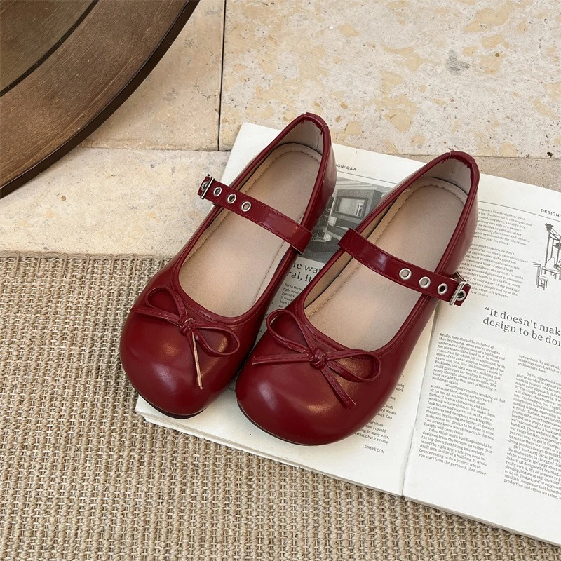 法式复古玛丽珍鞋女2025新款夏季百搭浅口平底单鞋圆头蝴蝶结潮鞋