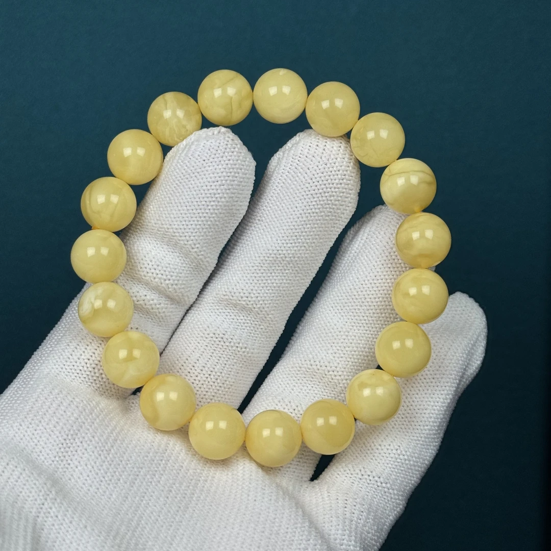 G2915天然原矿蜜蜡 圆珠单圈10.8mm支持复检假一罚十