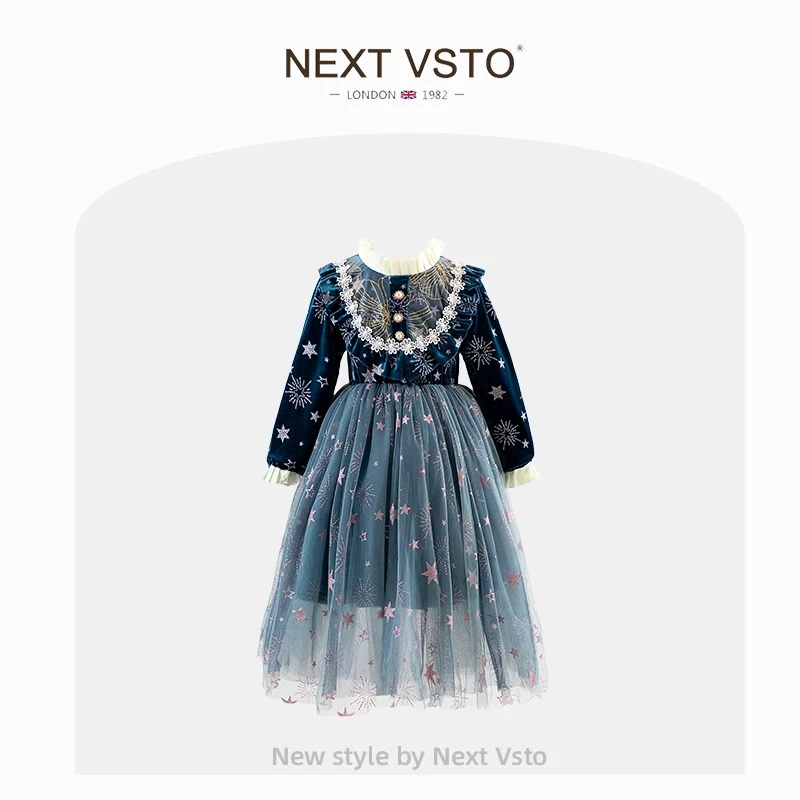 英国NEXT VSTO女童爱莎公主裙春秋冰雪奇缘小女孩网纱礼服连衣裙