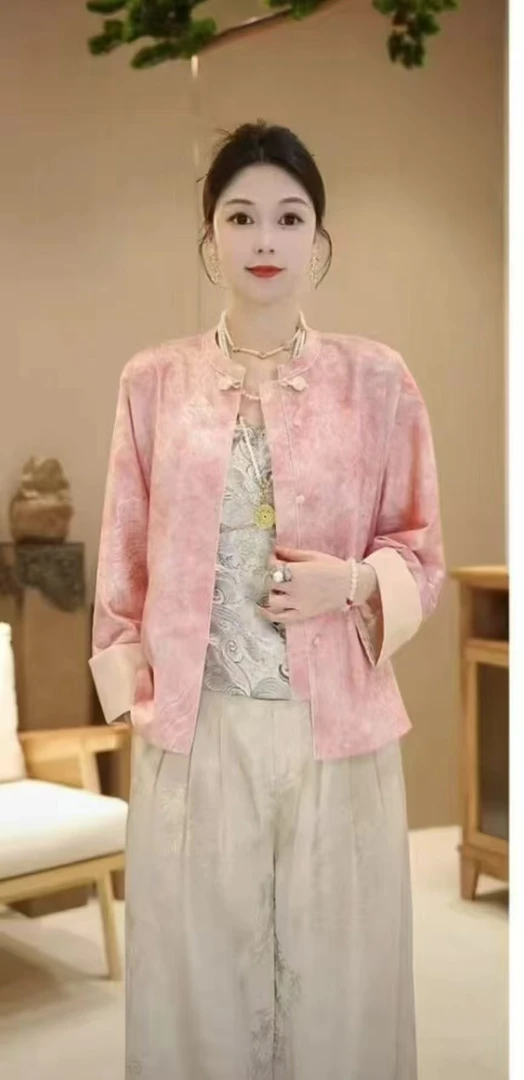 中国风常规款时尚防晒女常规袖提花短外套新中式常规