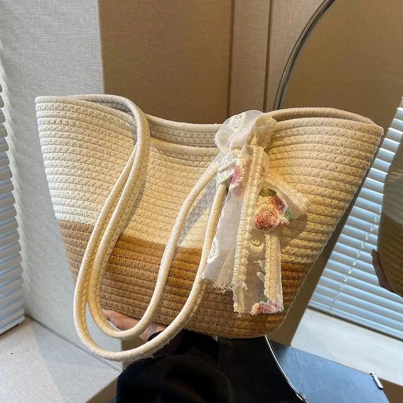 大容量编织包包女新款时尚百搭斜挎包女ins单肩托特沙滩包女爆款