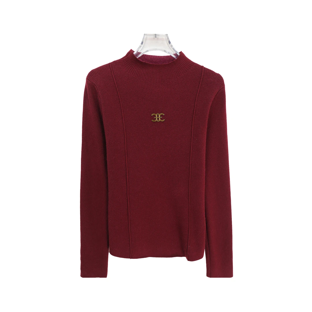 时尚韩系加绒显瘦立领针织打底毛衣X27811