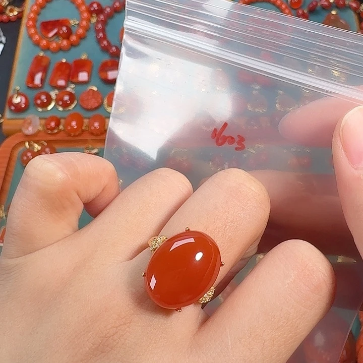 南红玛瑙银S925镶嵌4+