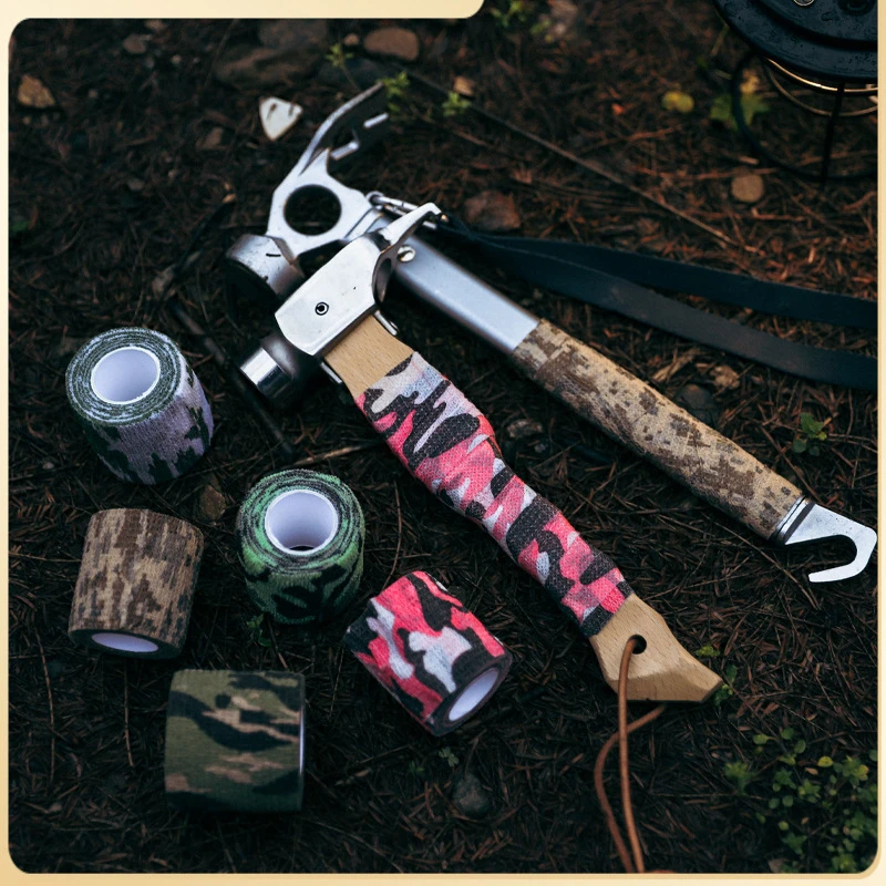 户外迷彩绑带自粘弹性多功能无纺布旅游胶布伸缩护具皮筋绑颗粒