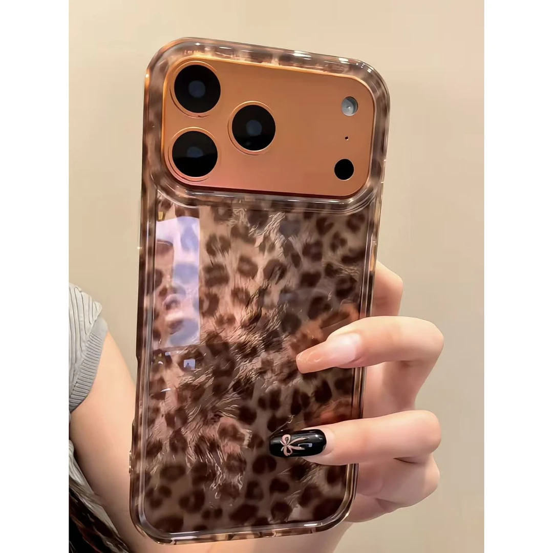 棕色豹纹适用于苹果17promax手机壳华为OPPOVIVO小米IQOO防摔女壳